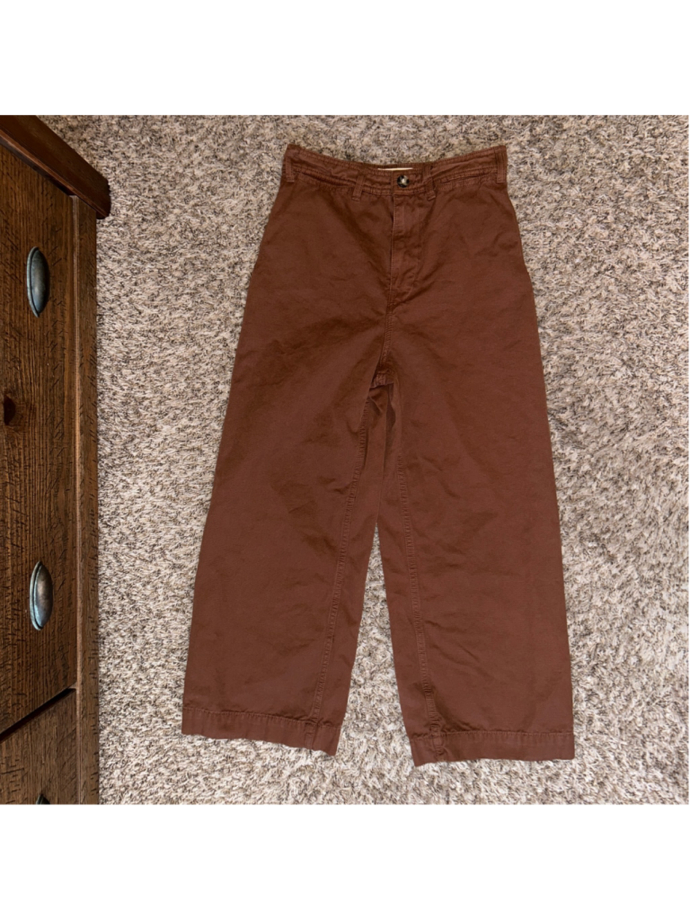 Women's We The Free Cotton Patti Wide Leg Cropped Pants Brown Size 27